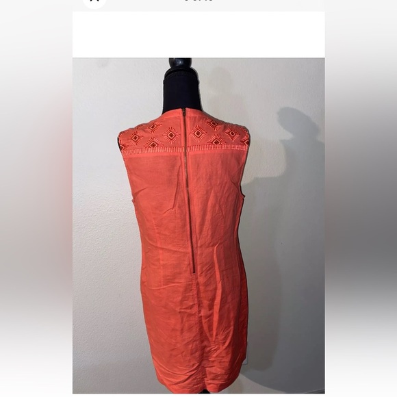 J. CREW Pink Linen Blend Sleeveless Sunburst Embroidered Mini Dress. Size S - Picture 3 of 8